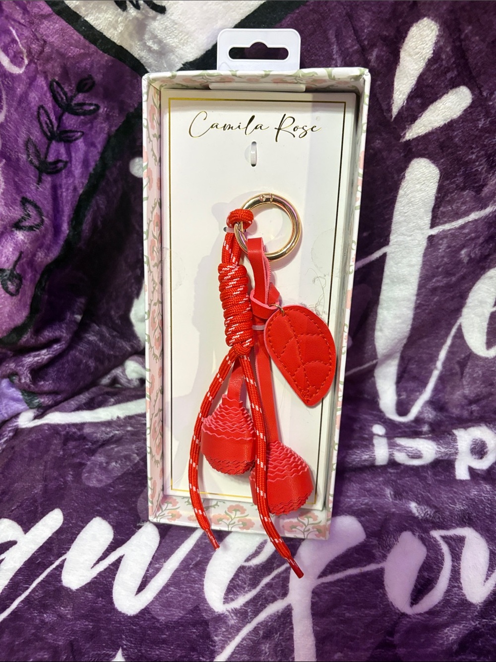 Camila Rose Red Leather Tassel Bag Charm ~ New